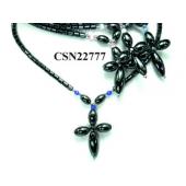 Hematite Stone Flower Pendant Beads Chain Choker Fashion Women Necklace